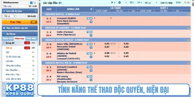 Thể Thao KP88 2 Tính năng thể thao độc quyền, hiện đại